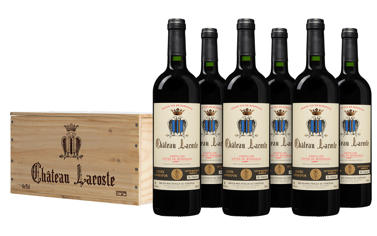 Château Lacoste Cuvée Louis d’Or op kist
