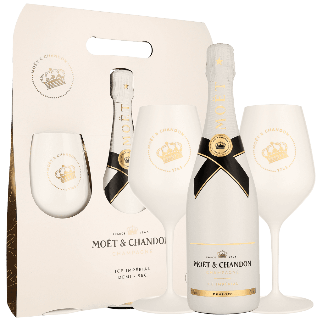 Moet & Chandon Ice Imperial + 2 Faux White Glasses 0.75 liter
